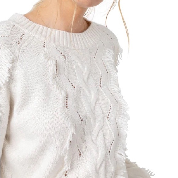 Never Worn Rails Francis Eyelash Fringe Cable Knit Ivory Sweater in Small - Picture 2 of 6